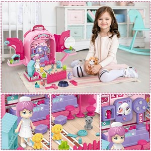 کوله پشتی ست نگهداری گربه خانگی رنگ صورتی _اسباب بازی مشاغل